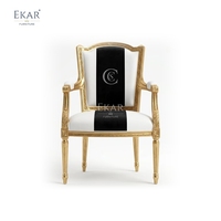 Fauteuil classique français monogrammé Sovereign |   Noir doré de luxe &amp;   Fauteuil d'appoint blanc - EKAR