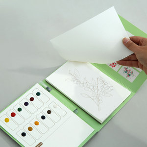 1 <span class=keywords><strong>libro</strong></span> de acuarelas plegable en tres partes con pintura incorporada, <span class=keywords><strong>libro</strong></span> de dibujo y coloreado portátil DIY - Product Image 4