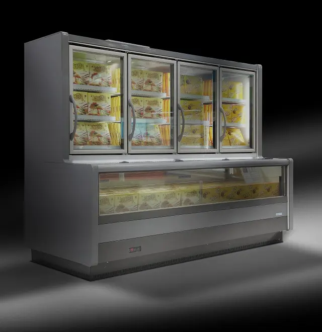 Aparelhos eletrônicos, geladeira para superfície vertical remota, porta de vidro, freezer, display, caixa para sorvete