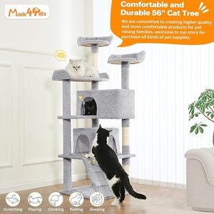 Made4Pets Árbol para Gatos de Sisal de 56 Pulgadas con Múltiples Niveles, Torre para Gatos de Interior, Mueble Resistente para Gatos y Gatitos - Product Image 4
