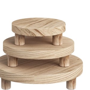 Solid Wood Round Tray Storage Stand Multi Layer Plant Display Rack For <b>Home</b> Decor - Product Image 5