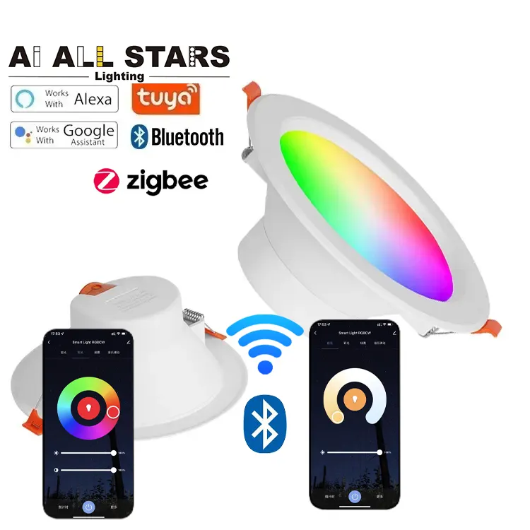 지능형 LED 스포트 라이트 Bt 그룹 제어 Dimmable RGB CCT LED 조명 Diy Tuya APP Bt 음악 스마트 통