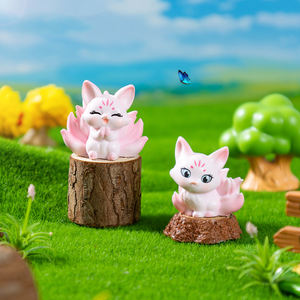 Juego de mesa y silla en miniatura, micropaisaje, decoración de muebles de jardín de hadas, animales de resina, figuritas de zorro, adornos artesanales de resina - Product Image 1