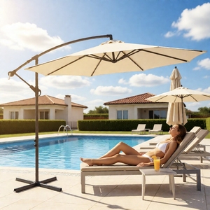 Parasol de jardin suspendu pour parasol d'extérieur à poteau latéral Protection solaire Mobilier d'extérieur Patio extérieur personnalisé <span class=keywords><strong>Restaurant</strong></span> de jardin - Product Image 1