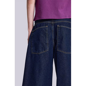 Jeans de Mezclilla Cruda de Alta Calidad con Logotipo Personalizado, 100% Algodón, Color Índigo, Corte Holgado, Estilo Casual, Pierna Ancha, para Hombre - Product Image 5
