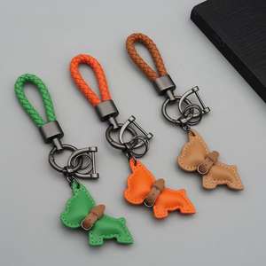 LLavero de cuero PU al por mayor de fábrica, llavero de Francés <span class=keywords><strong>Bulldog</strong></span>, bonito llavero de coche de dibujos animados para tienda de coches - Product Image 5