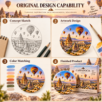 Aimant de réfrigérateur en céramique souvenir de Turquie Cappadocia avec paysage de montgolfière, coffret cadeau, aimant de réfrigérateur personnalisé, souvenir en gros