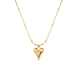 Collar con Colgante de Corazón para Mujer, Chapado en Oro, Joyería Fina de Moda, con Cadena Rolo - Regalo de Boda o Compromiso - Product Image 1