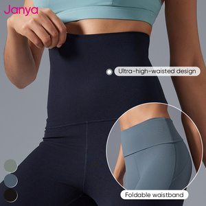 Janya snellente misura comoda <span class=keywords><strong>vita</strong></span> alta Flare Gym <span class=keywords><strong>pantaloni</strong></span> Fitness Nude Feel sport femminile Leggings Yoga <span class=keywords><strong>con</strong></span> cintura pieghevole - Product Image 4