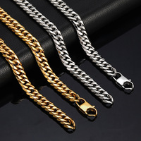 Cadena Cubana de Acero Inoxidable Eskeem de 7mm y 9mm, Color Oro, para Hombre y Mujer, Joyería Hip Hop, Accesorios de Moda, Regalo