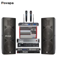 Sistema de PA de Alta Potencia de 15 Pulgadas de Rango Completo, Conjunto de Audio Completo, Altavoz, Amplificador, Mezclador, Micrófono Inalámbrico UHF, DSP para Eventos en Vivo