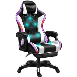 Chaise de jeu en cuir PU pliable, chaise pivotante moderne avec fonction de massage, base en aluminium sur mesure en une seule pièce - Product Image 4