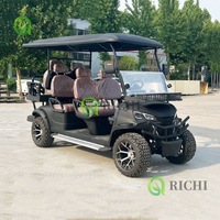 Voiture de golf électrique au lithium 48 volts à 6 places avec certification CE, voiture de golf tout-terrain surélevée pour hôtels, stations balnéaires, entretien ménager
