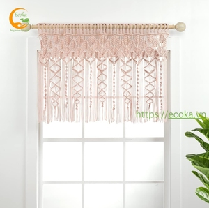 Cortinas de puerta tejidas a mano, tapicería de estilo bohemio, tapicería de algodón hecha a mano para el hogar, de Vietnam. - Product Image 1