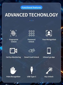 Serrure de porte intelligente Tuya à reconnaissance faciale et empreinte digitale, mot de passe numérique, électronique, pour appartement et <span class=keywords><strong>hôtel</strong></span> – Meilleure vente - Product Image 6