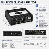 Procesador DSP para Auto de 8 Canales de Buena Calidad de Fábrica con Amplificador de 4 Canales RMS 4x25W Máx. 4x60W Clase AB Audio para Auto