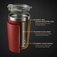 Mug Kopi Vakum Isolasi Dinding Ganda Stainless Steel Bebas BPA dengan Tutup Geser Anti Cipratan untuk Kantor, Rumah, dan Perjalanan