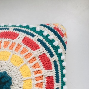 Funda de Cojín Bohemia Hecha a Mano con Ganchillo, Diseño Geométrico Abstracto Cuadrado Multicolor, Cojín Decorativo para el Hogar - Product Image 2