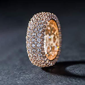 H359 Anello di Lusso da Donna in Oro Massiccio 18K con Diamante Taglio Brillante Rotondo Colore G Naturale Fede Nuziale - Product Image 3