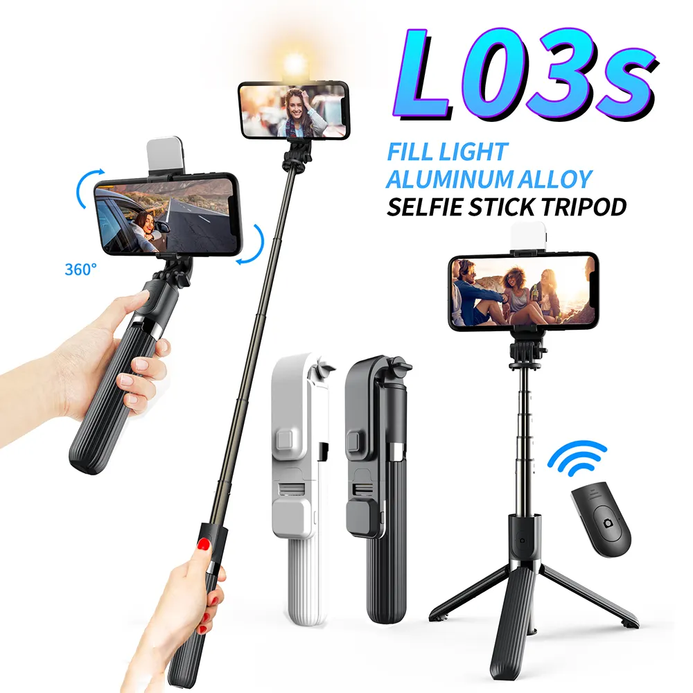 New Design Self Timer With BT Remote Control 3 in 1 Selfie Tripod Fill Light Adjustable Smart Wireless Tripod Selfie Stick