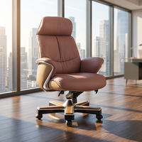 Chaise de bureau de direction moderne en cuir pivotante de luxe contemporaine à dossier haut pour PDG