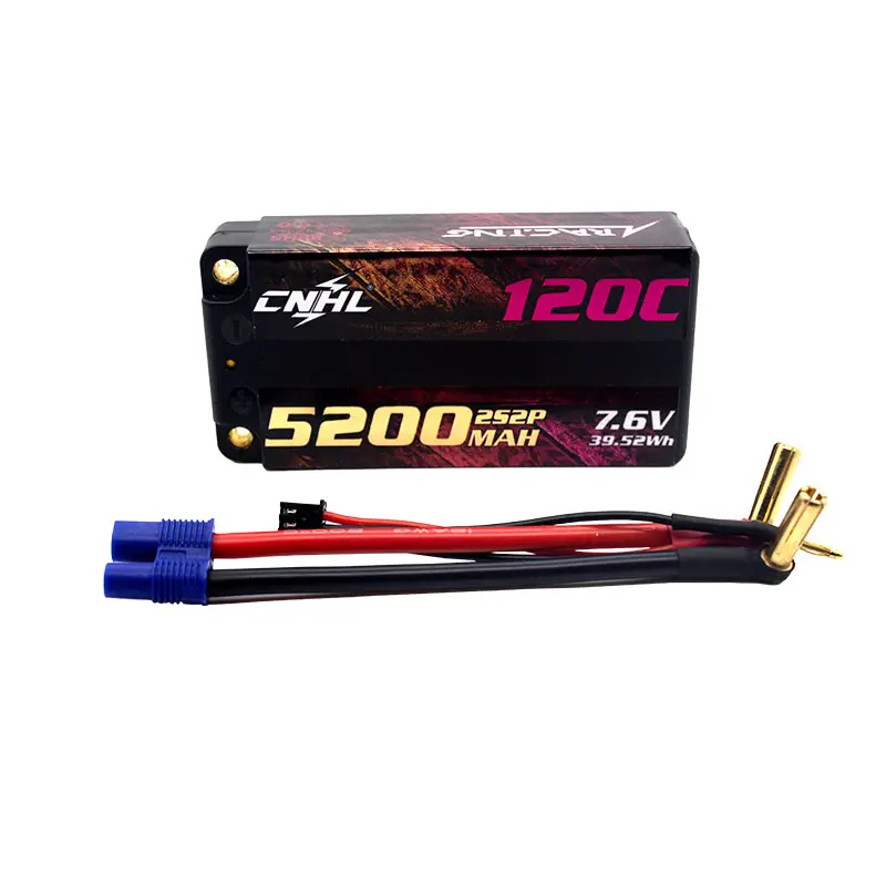 New arrival cnhl HV 5200mah 7.6v 2s 120c lipo battery with 5mm plug For RC Car Racing Onload offload ride