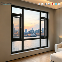 Ventana Abatible de PVC Estilo Moderno Neozelandés, Marco de Acero y Plástico, Función Antiviento, Ideal para Hoteles