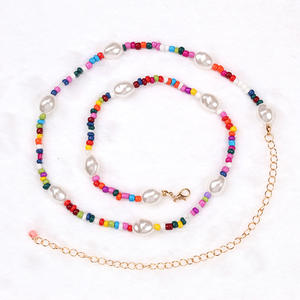 <b>Rainbow</b> Seed Bead Waist Chain Imitation Pearl Bohemian Body Chain Daily Wear Single Lap Fashion Accessory - Product Image 2