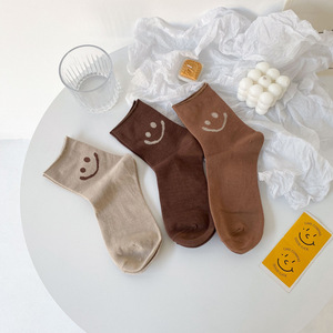 Aceptamos calcetines holgados personalizados para mujer, bonitos calcetines japoneses de algodón peinado blanco, calcetines de dibujos animados con cara sonriente - Product Image 2