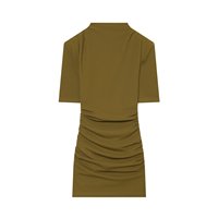 Nouvelle robe mini plissée décontractée et élégante pour femme 2026 avec ceinture décorative, style rétro chic à manches courtes.