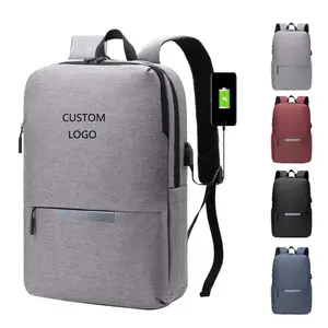 Gelory 맞춤형 로고 대학 학교 가방 배낭 야외 남자 여행 비즈니스 노트북 배낭 USB 충전기 포트