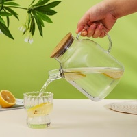 Théière à thé au citron de grande capacité M Offre Spéciale bouilloire à boire en verre à haute teneur en borosilicate avec couvercle en bambou
