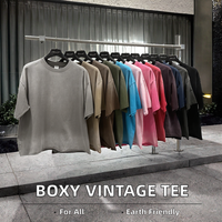 T-shirt ample pour homme en coton tricoté 100% vintage rustique à manches courtes T-shirt ample pour homme Impression DTG Logo T-shirt