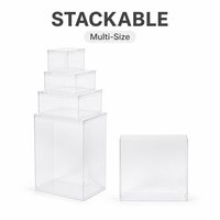 Ensemble de 5 boîtes de rangement en plastique transparent avec couvercles, boîtes de rangement empilables transparentes multi-tailles pour la maison, le placard, logo personnalisé OEM