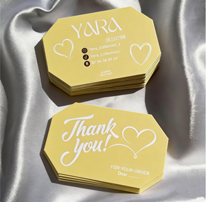 Biglietti di ringraziamento personalizzati in cartoncino patinato per packaging di abbigliamento di alta qualità, servizio di progettazione rapida per piccole imprese - Product Image 6