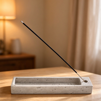 Plateau porte-encens carré Zen, support pour bâtonnets d'encens, décoration de bureau Wabi Sabi nordique pour bureau, salle d'étude et espace intérieur