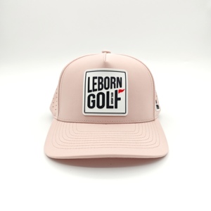 Casquette de golf créative à 5 panneaux, imperméable, avec logo en silicone personnalisé, faible MOQ, OEM, patch en caoutchouc 3D perforé au laser, marque personnalisée - Product Image 5
