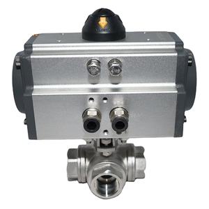 Q8003 DN150 6-Zoll-Doppelflansch-Edelstahl-Kugelhahn mit pneumatischem Stellantrieb Luft regel flansch 3-Wege-Kugelhahn - Product Image 1