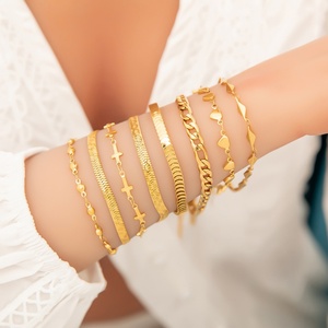 High-End Minimalist Stainless Steel Bracelet with 18K Gold Plated Electroplating Trendy <b>Charm</b> Colorfast Niche Chain Jewelry - Product Image 3