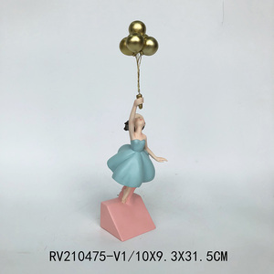 Statua di Ragazza con Palloncini Volanti, Scultura Moderna in Resina Dipinta a Mano, Forniture Artistiche per Decorazioni Domestiche, Statuette Artigianali, Ornamenti - Product Image 6