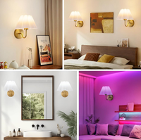 Applique murale décorative rechargeable LED remplaçable abat-jour sans fil lampe murale en tissu lampe murale pour chevet intérieur