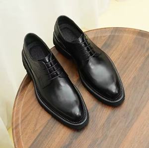 Chaussures Oxford en cuir véritable faites à la main pour hommes, imperméables, antidérapantes, légères, pour mariage, bureau, travail, à enfiler - Product Image 3