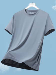 T-shirt da palestra in poliestere oversize stile sportivo rapido da uomo all'ingrosso con Logo personalizzato serigrafia bianco bianco bianco abiti <span class=keywords><strong>estivi</strong></span> - Product Image 2