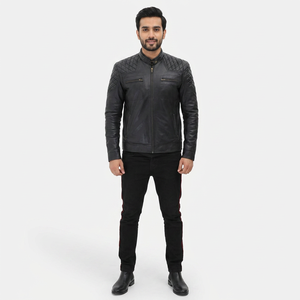 Classic College Style Trucker Leather <b>Jackets</b> Bomber Rider Biker <b>Slim</b> <b>Fit</b> Tailored <b>Fit</b> <b>Jacket</b> Quilted Genuine <b>jacket</b> for men - Product Image 1