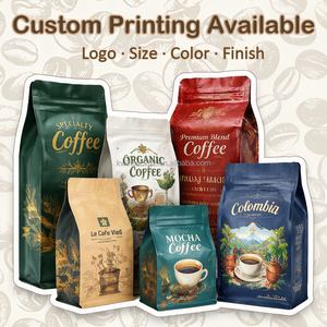 Sachets à fond plat refermables avec valve et fente pour carte, personnalisables avec logo, 250g, 340g, 500g, pour grains de café - Product Image 4