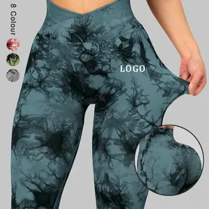 Sport Wear Yoga Hosen Leggings Nahtlose Active wear Butt Lifting Gym Fitness Tie Dye V Cut Leggings für Frauen