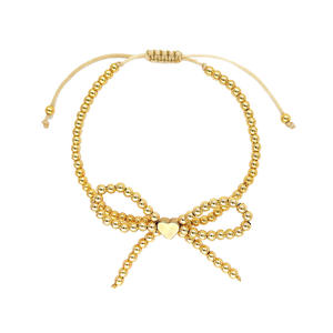 Woven <b>Bracelet</b> Fashion Sweet Bow Gold Bead Handwoven <b>Bracelet</b> for Women Uionen 2266 - Product Image 3