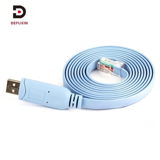DFX USB C and USB a to RJ45 Console Cable 1.8m, FTDI Chip Cisco Router Rollover Cord Flat Control Kabel for Laptop