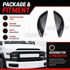 StarNav para iCAR V23 Accesorios para coche Cubiertas de embellecedores de capó, cejas de faro, ventilación de guardabarros y puerto de carga en negro brillante - Product Image 5