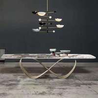 Table de salle à manger d'hôtel moderne et minimaliste de luxe avec miroir, cadre doré personnalisé, mobilier en céramique – Vente en gros